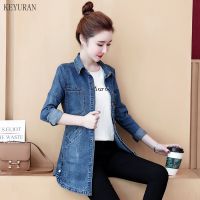 Female Jacket For Women Embroidery Floral Pocket Long Sleeve Casual Blue Womens Jeans Jackets Coat Outerwear Plus Size 4XL