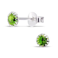 Silver thai   925 Silver Many Claw  Crystal   Earring Stud(Es  peridot) ต่างหูคริสตัลฟันปลาแบบก้านเสียบคริสตัลสีเพอริดอทเงินแท้925