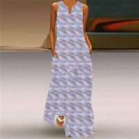 COD DSTGRTYTRUYUY Womens New Printed White Dresses 2022 Casual Long Dresses Summer Womens Sleeveless Girls Beach Long Dresses Ladies Vestidoss