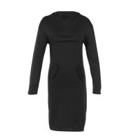 Women Fashion Long Sleeve Hooded Sweatshirt Dress Ladies Casual Autumn Winter Warm Solid Color Jumper Midi Dress