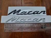 โลโก้ตัวอักษร  แมคเคน ปอร์เช่ พอร์ช ขนาด 16.5 * 2.5 cm  MACAN Porsche letter logo silver / black for rear trunk