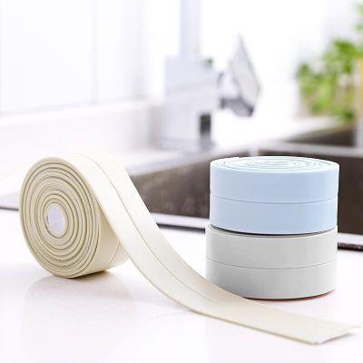 1pc Bathroom Shower Sink Edge Sealing Strip 320x3.8cm Tape White PVC Self Adhesive Waterproof Wall Sticker Kitchen Caulk Strip