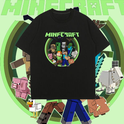 เสื้อยืดคอตตอนฤดูร้อน Minecraft เสื้อยืดลำลองฤดูร้อน เสื้อยืดคอตตอนฤดูร้อน S-5XL