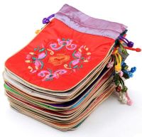 16.5x12CM jewelry bag,gift bag ,jewelry pouches,mixed color, silk bag handmade flower Chinese traditional style