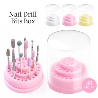 10/20/30/48Holes Acrylic Nail Drill Bits Holder Manicure Milling Empty Storage Box Stand Cutter Container Nail Accessories Tool Cups  Mugs Saucers