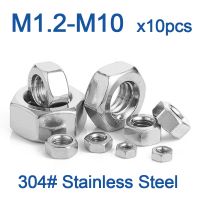 10pcs/lot 304 Stainless Steel Hex Hexagon Nuts DIN555 M2 M2.5 M3 M3.5 M4 M5 M6 M8 M10 Nails  Screws Fasteners