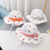 Baby girls thin section wide brim is prevented bask summer sun hat baby princess mesh breathable basin of children