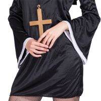 ❤COD❤Halloween Costume For Black y Nun Prinest Cosplay Women Muslim Dress Men Christian Priest Church Father Robe Carnival Party Dressup Matching Couple Outfit