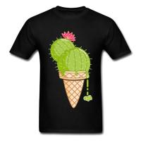 Green Plant Cactus Cream Print T-Shirts For Student Funny Famous Casual Tops T Shirt Create Design Cartoon Tops Tees