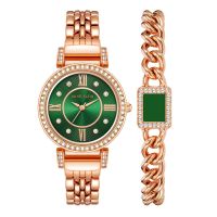 Anne Klein AK/2928GNST Boxset นาฬิกาข้อมือผู้หญิง Rose Gold / Green