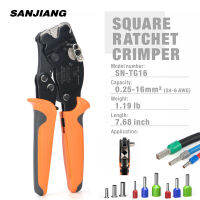 SN-TG16 0.25-16mm ²(24-6AWG) Ferrule Crimping Pliers Wire Crimper Self-Adjusting Square Crimp Tool For Wire End Ferrules