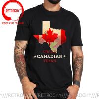 Vintage Style Proud Canadian Texan Texas And Canada Map And Flag T-Shirt Printing Casual Tops Tees Hip Hop Cotton Men T Shirts