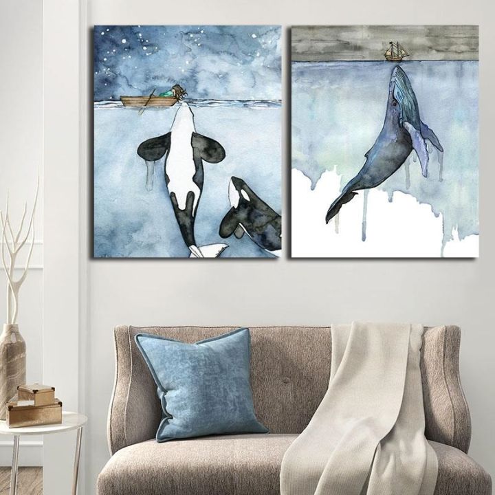 orca-watercolor-painting-whale-seascape-wall-art-pictures-poster-and-prints-painting-cuadros-artwork-for-living-room-home-decor