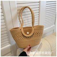 Ready Stock?? This years popular French straw woven bag 2023 new hand-woven bag beach bag niche pastoral style tote bag