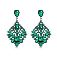 Vintage Acrylic Diamond Drop Earrings for Women Jewelry Geometric Earring Style A Green