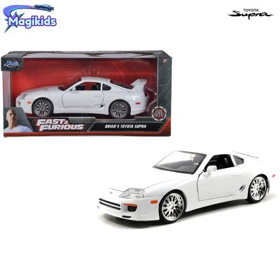 1:24 Fast And Furious Brian 1995 Toyota Supra Collectible Figures &amp; Vehicles JDM Drift Street Cars Metal Case Original J32