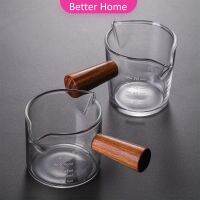 Better แก้วช็อต Espresso Shot ด้ามจับไม้ ขนาด 70 ml  และ 75 mlสินค้าพร้อมส่ง Measuring cup