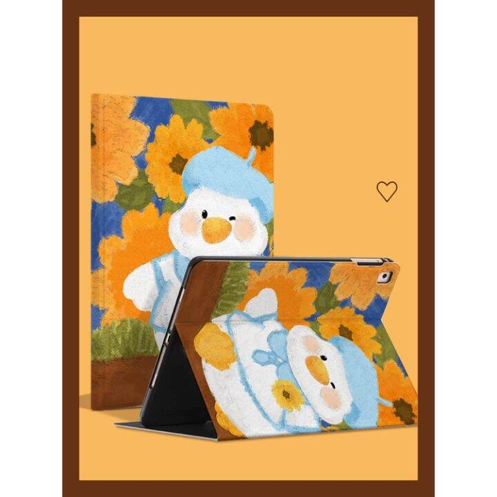 เคสแท็บเล็ตหนัง-กันกระแทก-ลายภาพวาดสีน้ํามัน-รูปเป็ดน่ารัก-พร้อมช่องใส่ปากกา-สําหรับ-ipad-air5-mini6-10-2-202111เคส-ipad-สําหรับ-gen7-8-9-ipad