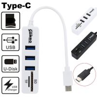 ☊┅ KINGANDA USB Hub High Quality 2 in 1 Type-C OTG USB 2.0 Hub Splitter Combo 3 Ports SD/TF Card Reader Black White Hub 30 L0408