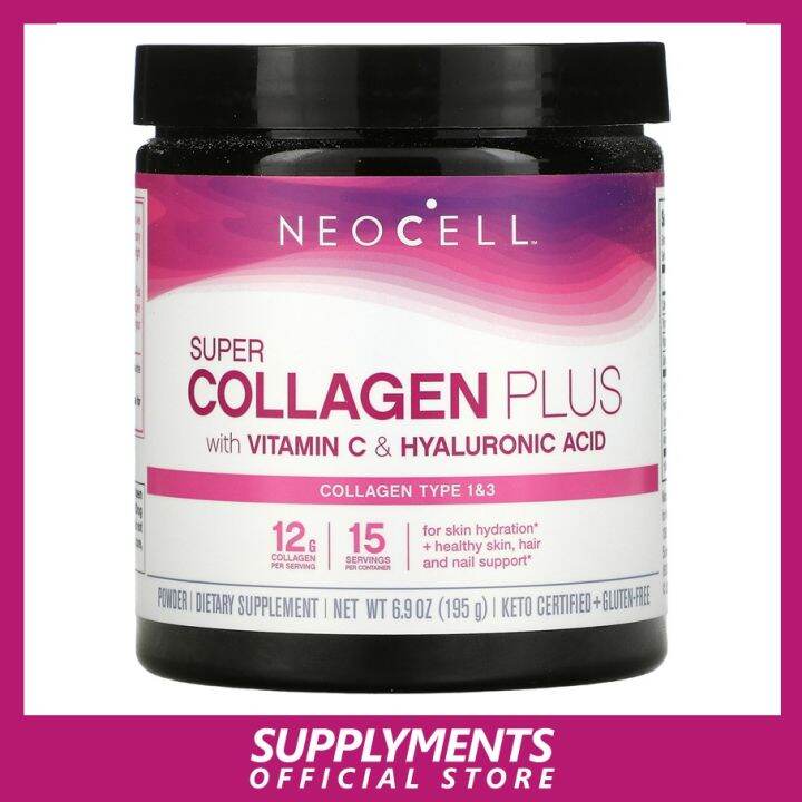NeoCell Super Collagen Plus with Vitamin C and Hyaluronic Acid, Collagen Type 1 and 3 Powder