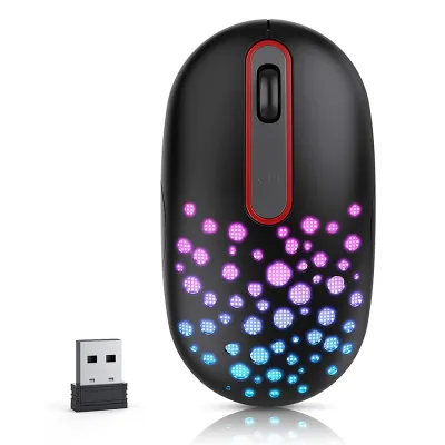 Rechargeable Wireless Mouse 7 Colors LED Backlit Mouse Protable Slim Mini 2.4g Usb Cute Mice for Office Computer Laptop