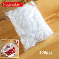 Houseeker 100Pcs Disposable Elastic อาหารที่เก็บข้อมูลชั้นวางของในครัวฝุ่นยืดหยุ่นฝาครอบอาหารตู้เย็นสด Cover