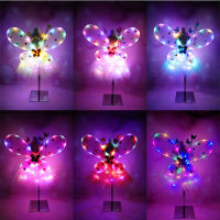 Luminous Butterfly Wings Skirt Fairy Stick Headband Girl Favor Gift Happy Birthday Party Decor Kids Fluorescent Party Supplies