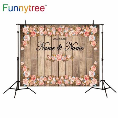 【Worth-Buy】 Funnytree สตูดิโอถ่ายภาพ8มีนาคมดอกไม้ที่กำหนดชื่อได้เองฉากหลังถ่ายภาพงานแต่งงานทำจากไม้ Boda