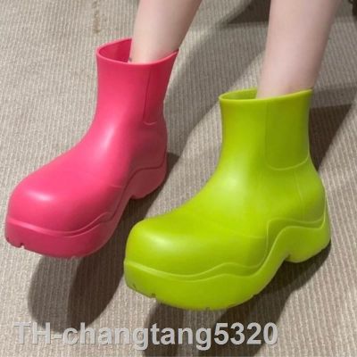 2023changtang5320 ผู้หญิงรองเท้าฝน2022ใหม่สุภาพสตรีเดินลื่นกันน้ำข้อเท้ารองเท้าด้านล่างหนาสั้นBoot