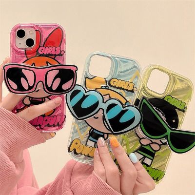 23New Lovely Powerpuff Girls Sunglasses Bracket Case For Huawei P30 P40 P50 P60 Pro Mate 30 40 50 Nova 11 10 9 8 7 6 5 Silicone Cover
