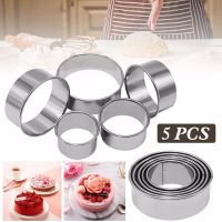 5Pcs/Set Kitchen Mould Layer Biscuit Round Circle Stainless Steel Cookie Fondant Cake Kitchen Gadgets Baking Pastry Accessories