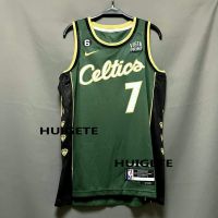 Mens New Original NBA Boston Celtics 7 Jaylen Brown Green 2022-23 City Edition Jersey Swingman Heat-pressed