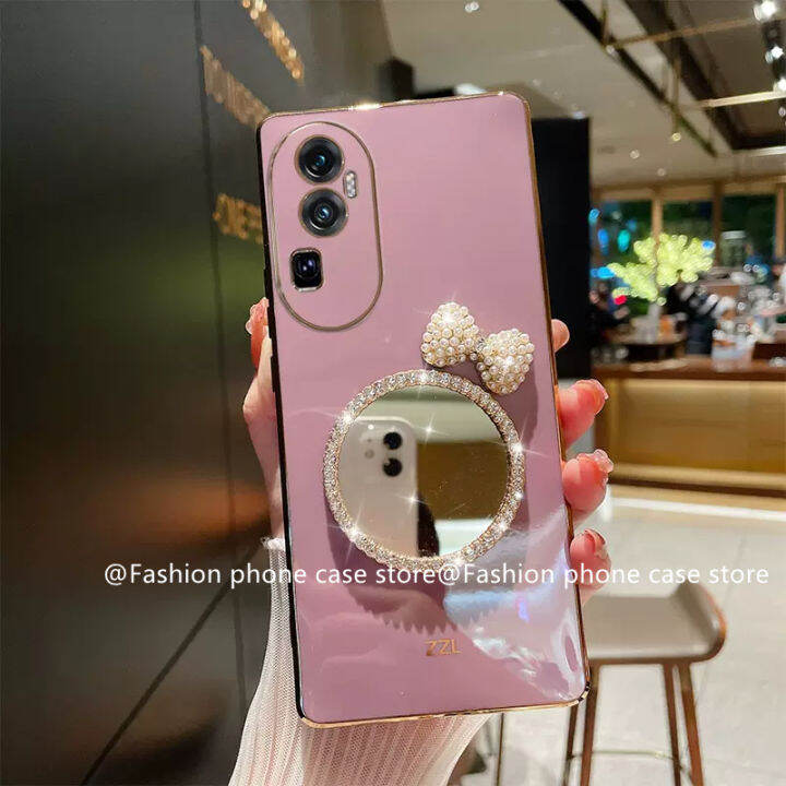 phone-case-เคส-oppo-reno10-pro-plus-5g-oppo-a78-nfc-4g-เคสซิลิโคนนิ่มป้องกันการตกพร้อมไทโบว์ติดมุกกระจกแต่งหน้า2023ขายดี