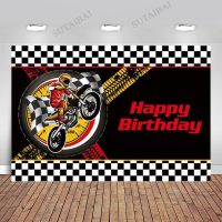 Motorcycle Race Theme Photo Background Happy Birthday Car Boy Party Decor Wallpaper Baby Shower Event Mesh Backdrop