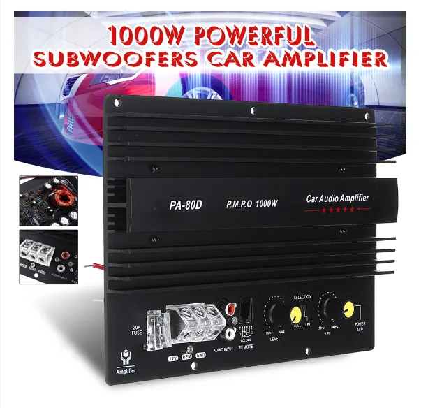 12V 1000W Powerful Bass Subwoofer 105Dba Mono Car Audio High Power