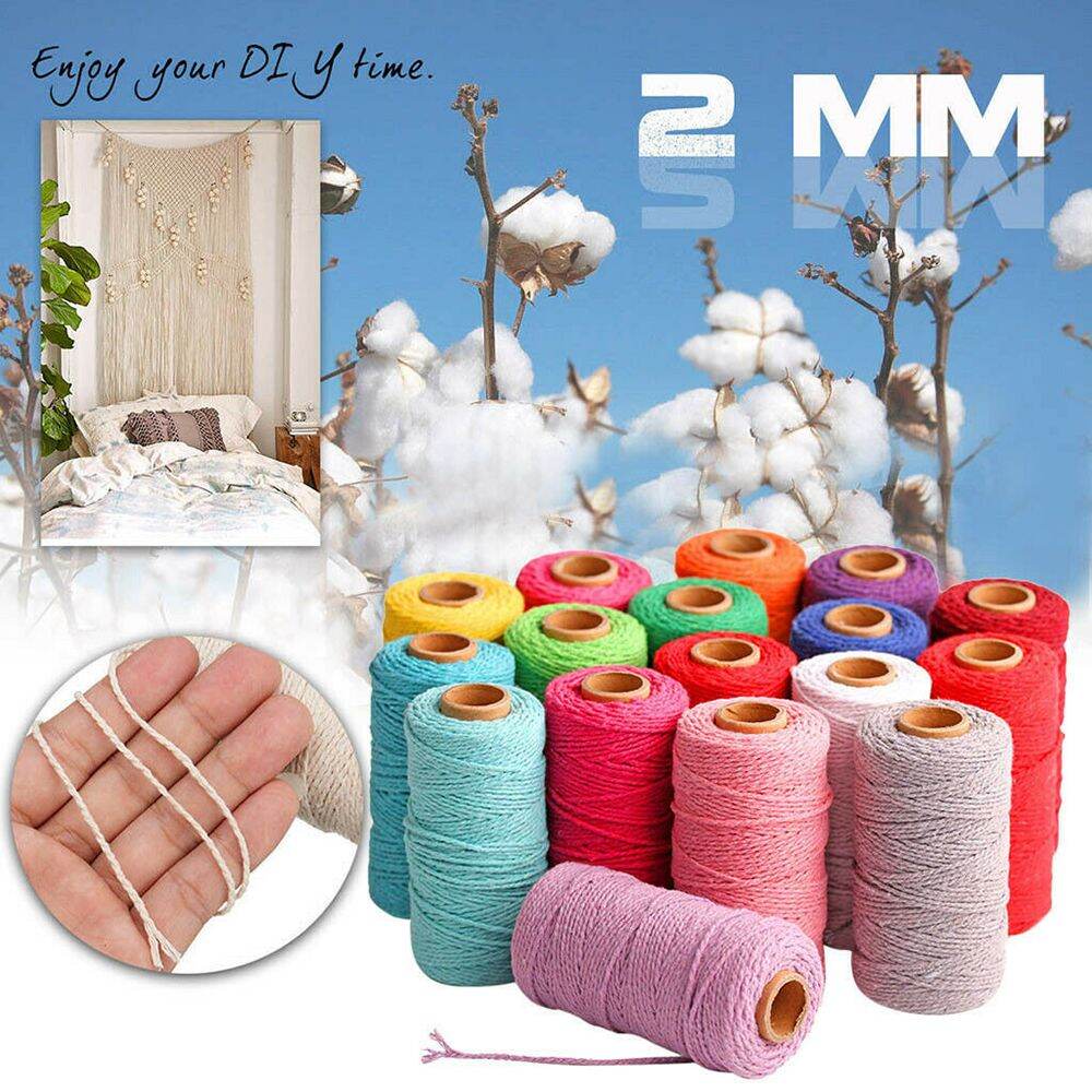 1/2/3mm Cotton Twisted Cord Rope DIY Craft Macrame Artisan String Popular Set 