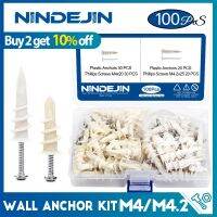 Nindejin 100 ชิ้นหลอดขยายตัวพลาสติกเจาะตนเอง drywall จุดยึดสกรู plasterboard ไนล่อนจุดยึดบ้านม่าน drywall เครื่องมือ