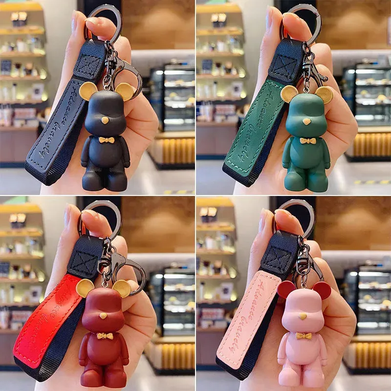 Cartoon Cute Lightning Bear Keychain Astronaut Bear Doll Keyring Bag  Pendant Couple Car Keyholder Creative Bag Charm Accessories High Quality