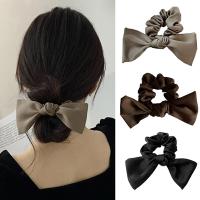 Korea Vintage Scrunchies Cute Smooth Satin Bow Hair Rope Soft Elastic HairBand Elegant Ponytail Holder Hair Tie Hair Accessories Hair Accessories