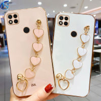 Luxury Plating Love Heart Bracelet Phone Case For Xiaomi Redmi 9 9A 9C 9T 10 10A 8 8A K20 K30 K40 Pro Note 7 8 9 9S 10 11 11S Pro Max Color Wrist Chain Silicon Cover