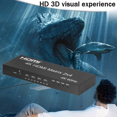 2X4สวิทช์เมทริกซ์ HDMI 4K 60Hz พร้อม SPDIF เครื่องแยกสัญญาณเสียง Matrix ตัวแยกตัวสลับ HDMI 2 In 4 HDCP2.2อะแดปเตอร์ภาพและเสียง