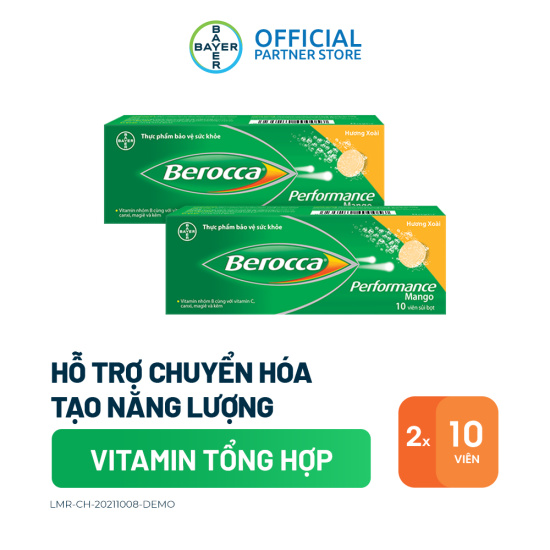 Bộ 2 hộp viên sủi bổ sung vitamin berocca performance mango 10 viên hộp - ảnh sản phẩm 2