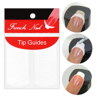 5แผ่นสีขาวภาษาฝรั่งเศสคำเล็บ Strip Nail Art Form Fringe Tip Guides สติกเกอร์ DIY Line Tips ตกแต่ง Tool