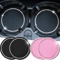 ۩✙◙ 2pcs Non-slip Car Water Cup Pad Diamond Rhinestone Rubber Mat for Bottle Holder Coaster Auto Interior Anti-skid Cup Holders 7cm