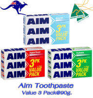 Aim Toothpaste Value 3 Pack ( 90g.x3 ) ยาสีฟันแอม ออสเตรเลีย แพ็ค3ชิ้น ราคาพิเศษ รุ่นดั้งเดิม และ กลิ่นมิ้นท์