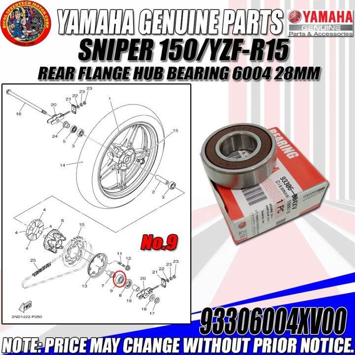 SNIPER150/YZFR15 REAR FLANGE HUB BEARING [6004 28MM] (YGP) (GENUINE