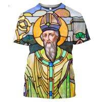 2023 Religion Saint Patrick with Shamrock and Traditional Harp T Shirts 3D Fashion T-Shirt Comfortable Clothing Oversized XXS-6XL