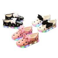 Lifetime Kids Girls LED Light Shoes Breathable Leather Bowknot Princess Shoes kasut bayi