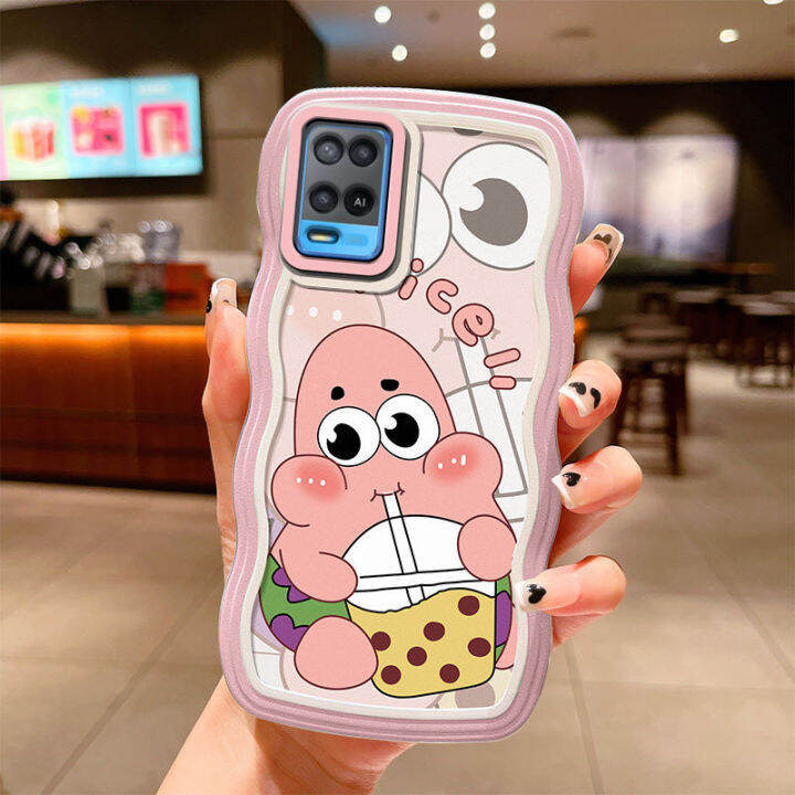 เคสโทรศัพท์ขอบคลื่นน่ารักสำหรับ-oppo-a54-a57-a53-a52-a55-a58-a74-a76-a77-a77s-a78-a92-a93-a95-a96การ์ตูนปลาดาวแพททริก-spongebob-ซองนุ่มกันกระแทกโทรศัพท์ผ้าคลุม