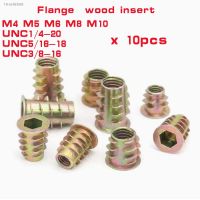 ♛ 10-50pcs M4 M5 M6 M8 M10 1/4 5/16 3/8 Zinc Alloy Flange wood Insert Nut Hex Drive Head Furniture Nuts length 8mm to 25mm